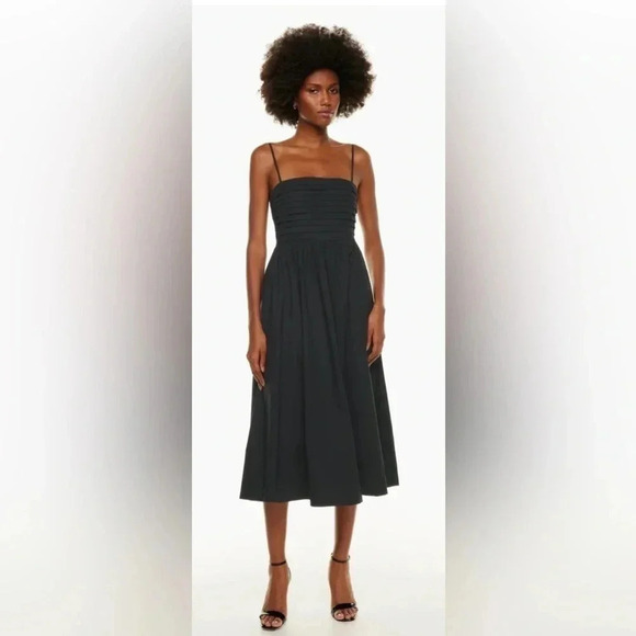 Babaton Black Spaghetti Strap MIDI Dress Size 2 - Picture 1 of 15